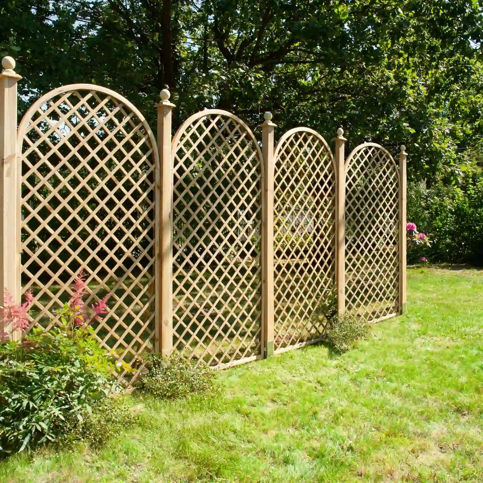 Detailaufnahme des Rankgitter mit Rosenbogen