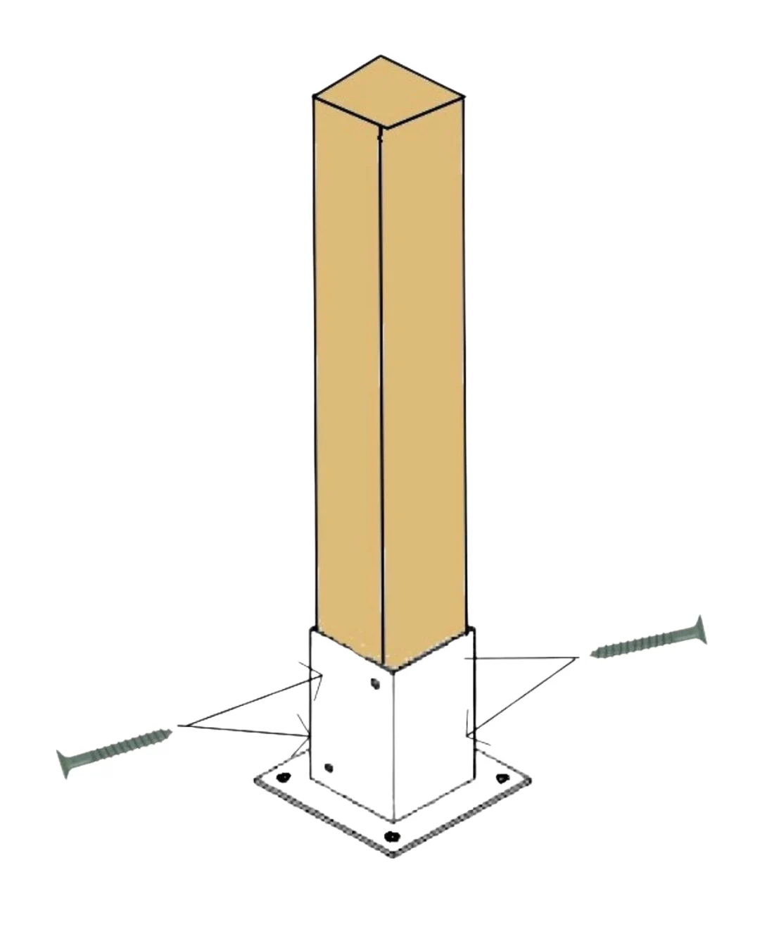 Zdjęcie: mocowanie słupka do podstawy.