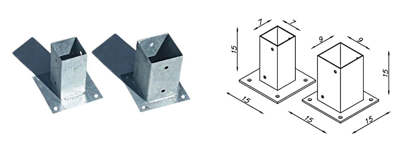 Metalowa podstawa do mocowania słupków na betonie
